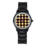 black Emojis Stainless Steel Round Watch