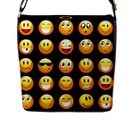 black Emojis Flap Closure Messenger Bag (L)