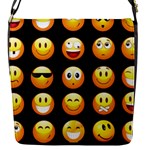 black Emojis Flap Closure Messenger Bag (S)