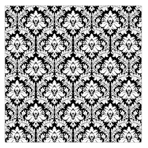 Black & White Damask Pattern Large Satin Scarf (Square) from ArtsNow.com Front