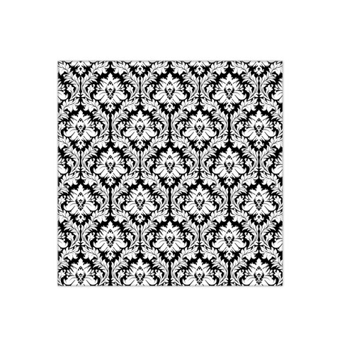 White On Black Damask Satin Bandana Scarf from ArtsNow.com Front