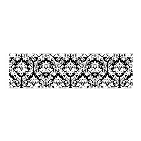 White On Black Damask Satin Scarf (Oblong) from ArtsNow.com Front