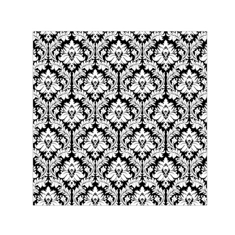 Black & White Damask Pattern Small Satin Scarf (Square) from ArtsNow.com Front