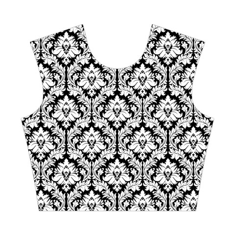 Black & White Damask Pattern Cotton Crop Top from ArtsNow.com Front