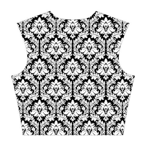 Black & White Damask Pattern Cotton Crop Top from ArtsNow.com Back