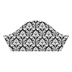 Black & White Damask Pattern Cotton Crop Top from ArtsNow.com Left Sleeve