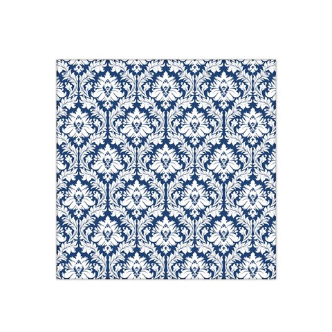 White On Blue Damask Satin Bandana Scarf from ArtsNow.com Front