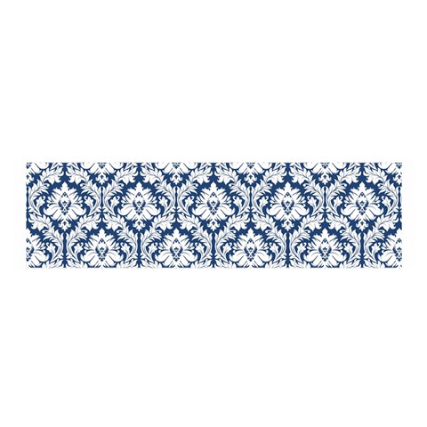 White On Blue Damask Satin Scarf (Oblong) from ArtsNow.com Front