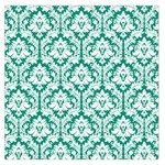 White On Emerald Green Damask Large Satin Scarf (Square)