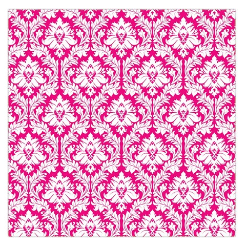 Hot Pink Damask Pattern Large Satin Scarf (Square) from ArtsNow.com Front