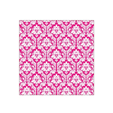 White On Hot Pink Damask Satin Bandana Scarf from ArtsNow.com Front