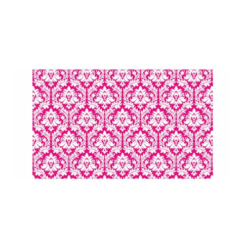 White On Hot Pink Damask Satin Wrap from ArtsNow.com Front