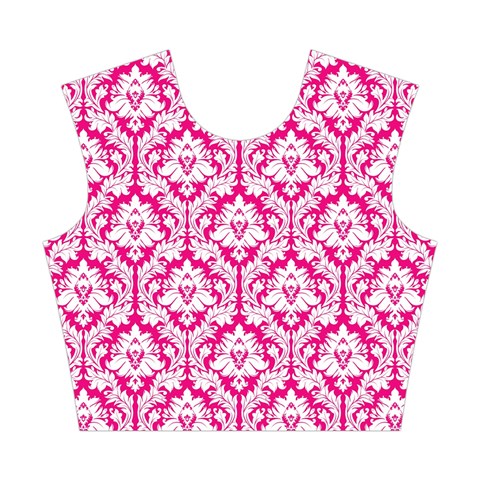 Hot Pink Damask Pattern Cotton Crop Top from ArtsNow.com Front