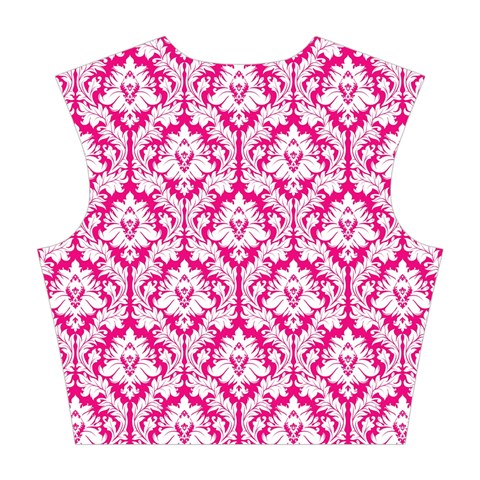 Hot Pink Damask Pattern Cotton Crop Top from ArtsNow.com Back