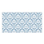 White On Light Blue Damask Satin Shawl