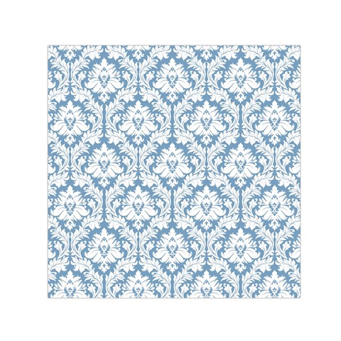 White On Light Blue Damask Small Satin Scarf (Square) from ArtsNow.com Front