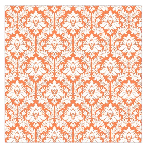 White On Orange Damask Large Satin Scarf (Square) from ArtsNow.com Front