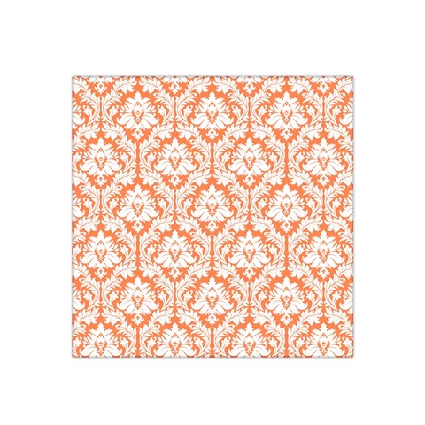 White On Orange Damask Satin Bandana Scarf from ArtsNow.com Front