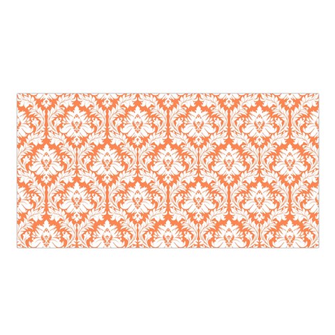 White On Orange Damask Satin Shawl from ArtsNow.com Front