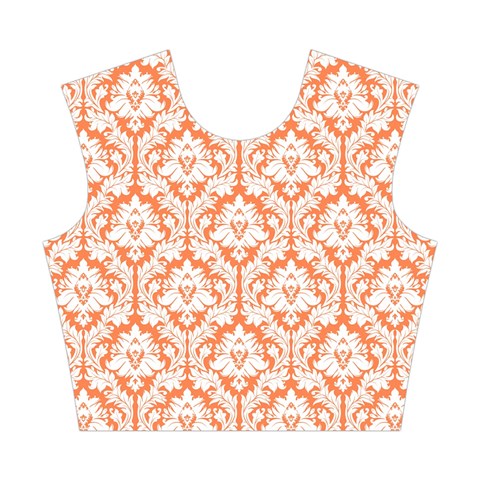 Nectarine Orange Damask Pattern Cotton Crop Top from ArtsNow.com Front