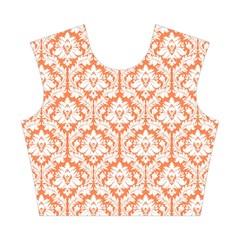 Nectarine Orange Damask Pattern Cotton Crop Top from ArtsNow.com Front