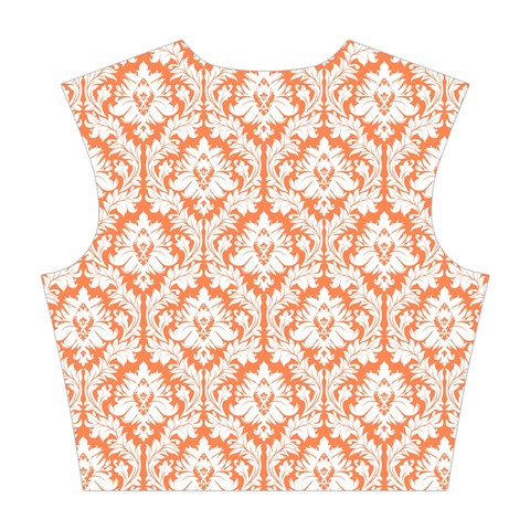 Nectarine Orange Damask Pattern Cotton Crop Top from ArtsNow.com Back