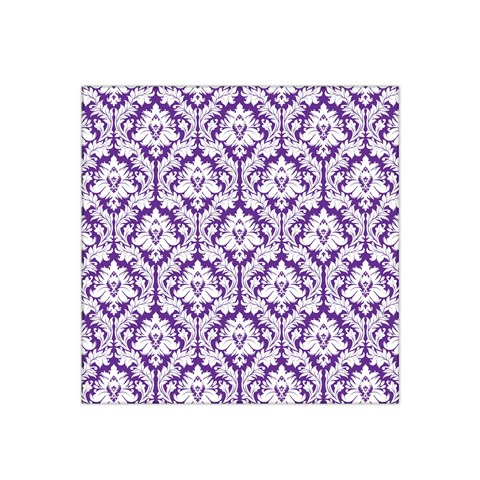 White on Purple Damask Satin Bandana Scarf from ArtsNow.com Front