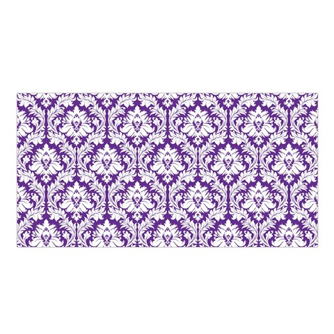 White on Purple Damask Satin Shawl from ArtsNow.com Front