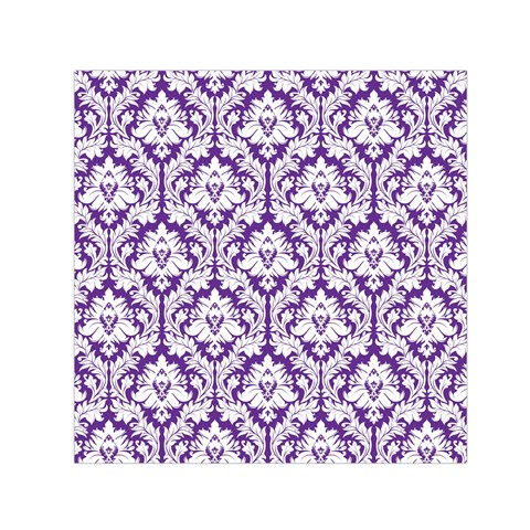 White on Purple Damask Small Satin Scarf (Square) from ArtsNow.com Front