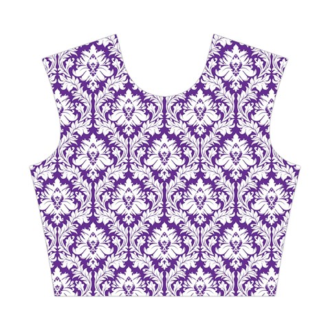 Royal Purple Damask Pattern Cotton Crop Top from ArtsNow.com Front