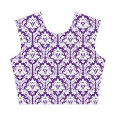 Royal Purple Damask Pattern Cotton Crop Top from ArtsNow.com Front