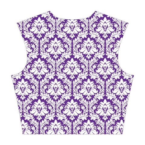 Royal Purple Damask Pattern Cotton Crop Top from ArtsNow.com Back