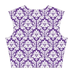 Royal Purple Damask Pattern Cotton Crop Top from ArtsNow.com Back