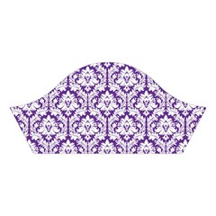 Royal Purple Damask Pattern Cotton Crop Top from ArtsNow.com Left Sleeve