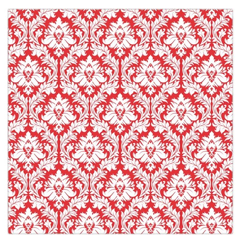 Poppy Red Damask Pattern Large Satin Scarf (Square) from ArtsNow.com Front