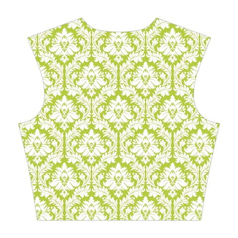 Spring Green Damask Pattern Cotton Crop Top from ArtsNow.com Back