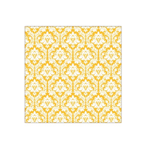 White On Sunny Yellow Damask Satin Bandana Scarf from ArtsNow.com Front