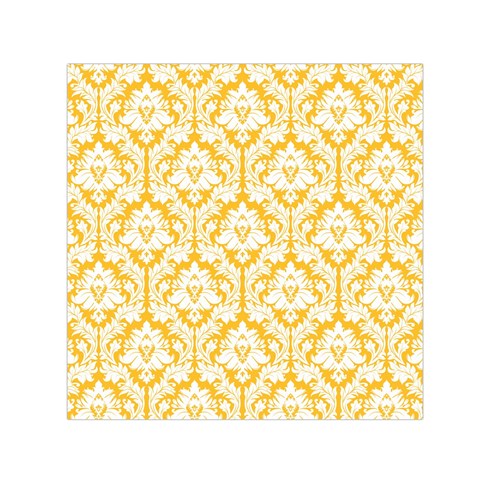 White On Sunny Yellow Damask Small Satin Scarf (Square) from ArtsNow.com Front