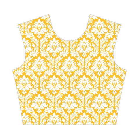 Sunny Yellow Damask Pattern Cotton Crop Top from ArtsNow.com Front