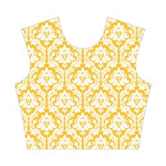 Sunny Yellow Damask Pattern Cotton Crop Top from ArtsNow.com Front