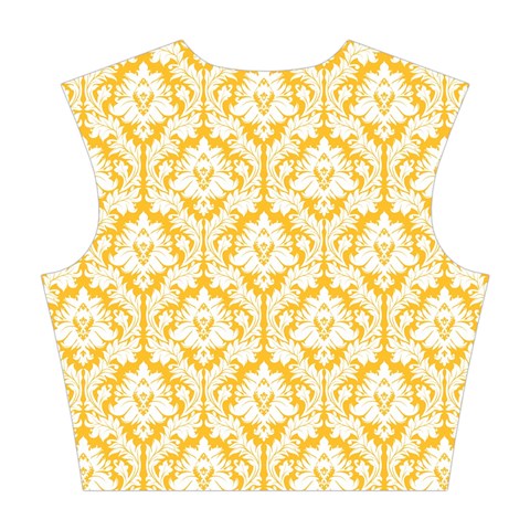 Sunny Yellow Damask Pattern Cotton Crop Top from ArtsNow.com Back