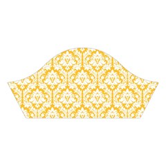 Sunny Yellow Damask Pattern Cotton Crop Top from ArtsNow.com Left Sleeve