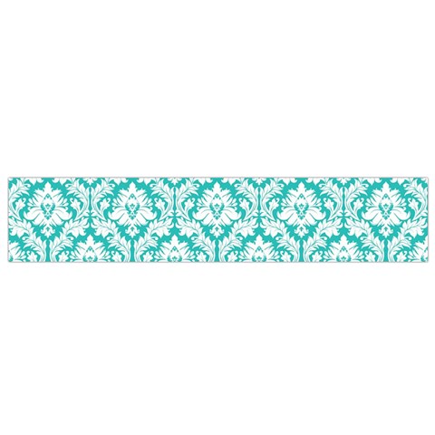 White On Turquoise Damask Flano Scarf (Small) from ArtsNow.com Front