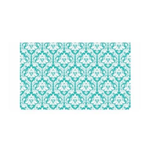 White On Turquoise Damask Satin Wrap from ArtsNow.com Front