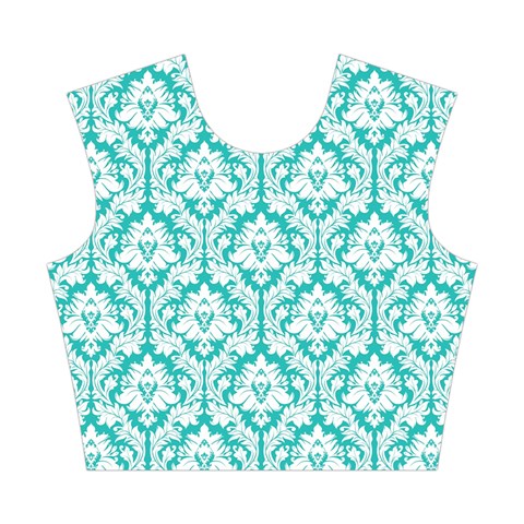 Turquoise Damask Pattern Cotton Crop Top from ArtsNow.com Front