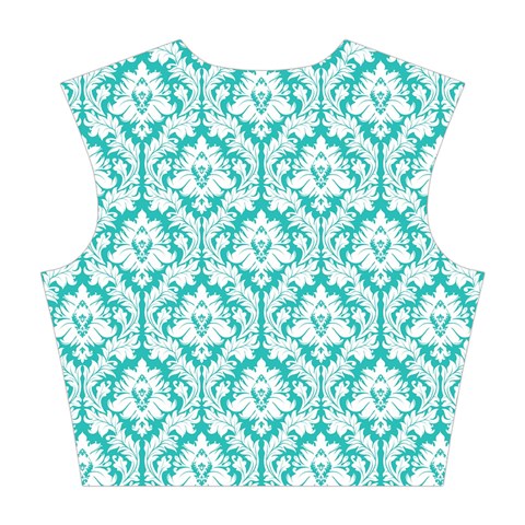 Turquoise Damask Pattern Cotton Crop Top from ArtsNow.com Back