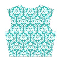 Turquoise Damask Pattern Cotton Crop Top from ArtsNow.com Back