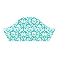 Turquoise Damask Pattern Cotton Crop Top from ArtsNow.com Left Sleeve