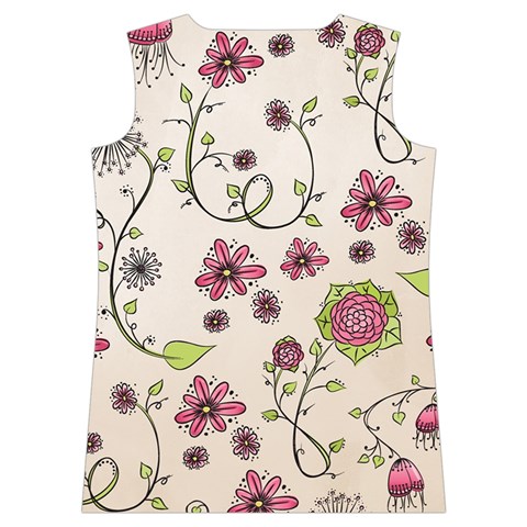 Pink Whimsical flowers on beige Women s Basketball Tank Top from ArtsNow.com Back