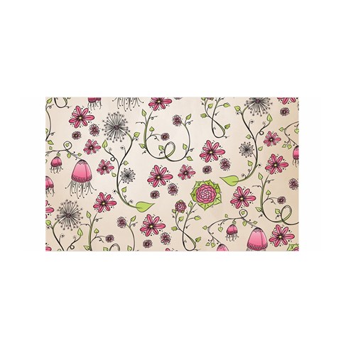 Pink Whimsical flowers on beige Satin Wrap from ArtsNow.com Front